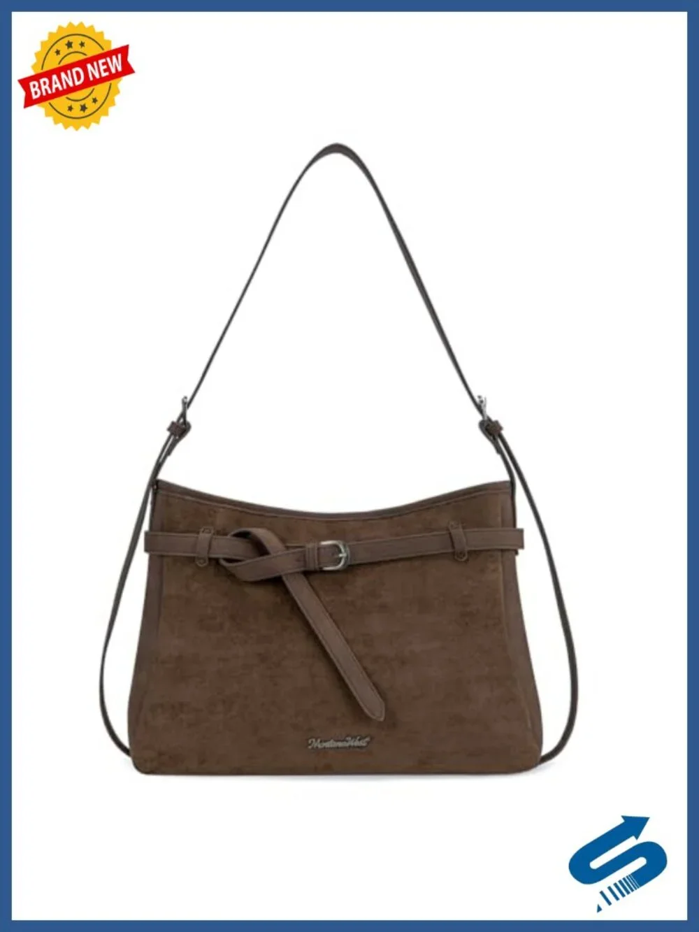 Soft Faux Suede Slouchy Hobo Shoulder Bag with Adjustable Strap